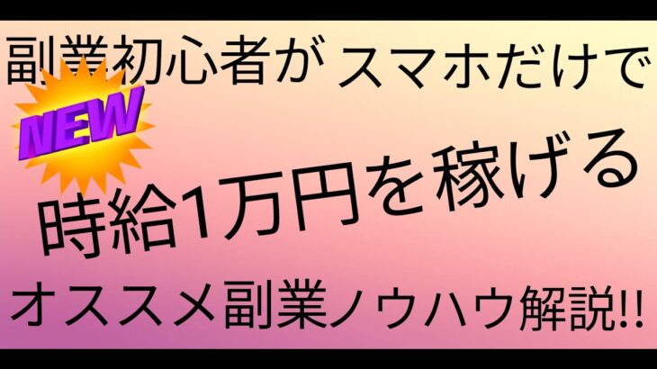 副業初心者がスマホだけで時給1万円を稼げる！オススメ副業ノウハウ解説!!