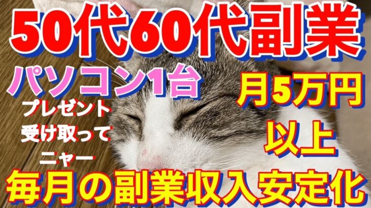 【50代60代副業で稼ぐ方法】パソコン1台で毎月の副業収入の安定化‼月５万円以上稼ぐ方法！