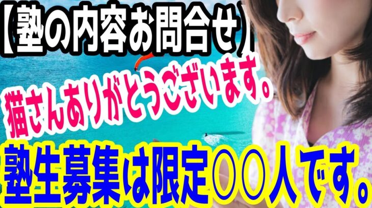 【副業の鉄板3.0】猫さんから覆面YouTuber大学の塾（コミュニティ）についてのお問い合わせ。猫さんお問い合わせありがとうございます。塾生の募集人数は限定○○人で打ち切り予定です。