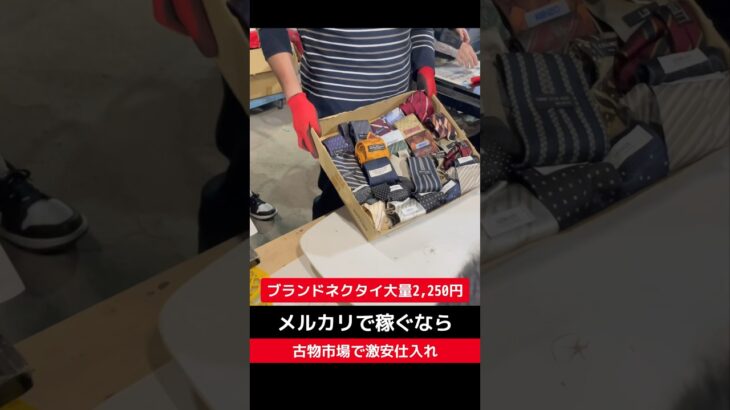 ブランドネクタイ大量2,250円【せどり副業で月収アップ】メルカリで稼ぐなら古物市場で激安仕入れ｜東京マーケットの競り風景！#shorts