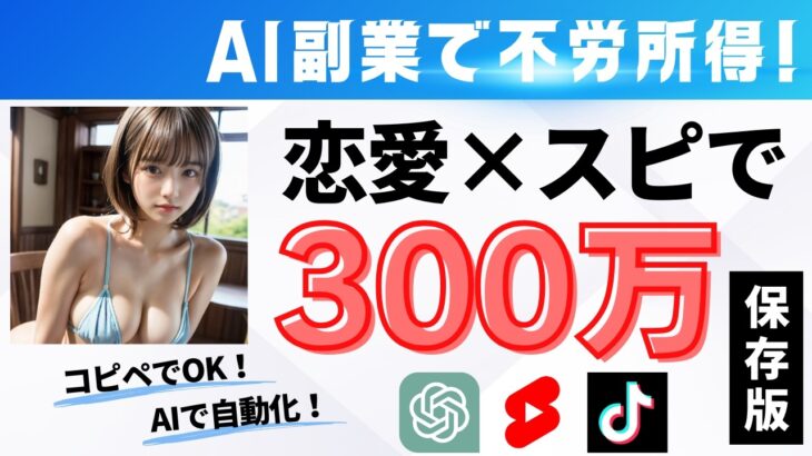 【不労所得】恋愛×スピリチュアルで月300万稼ぐ！AIのコピペで動画量産！「スキマ時間」「ノースキル」でOK！