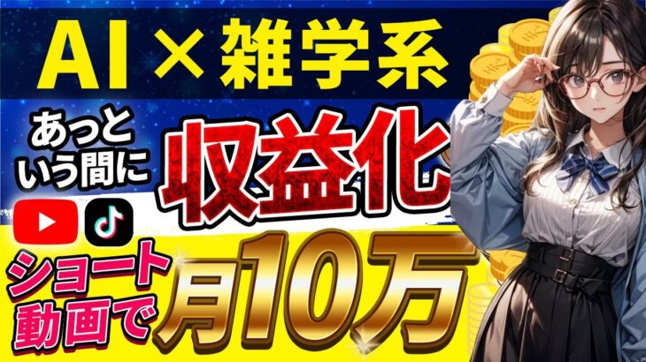 【 バレない 副業 】顔出し不要の 簡単 作業で 誰でも あっと言う間に 月10万稼ぐ!!【 A I× 雑学動画 】